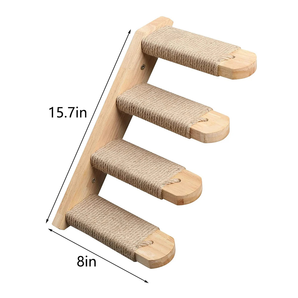 PETRAVELCN Cat Wall Mounted Four Step Stairway With Sisal Scratching Post