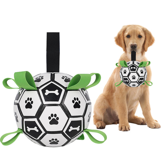 Dog Soccer Ball Tug Toy For Interactive Play And Water