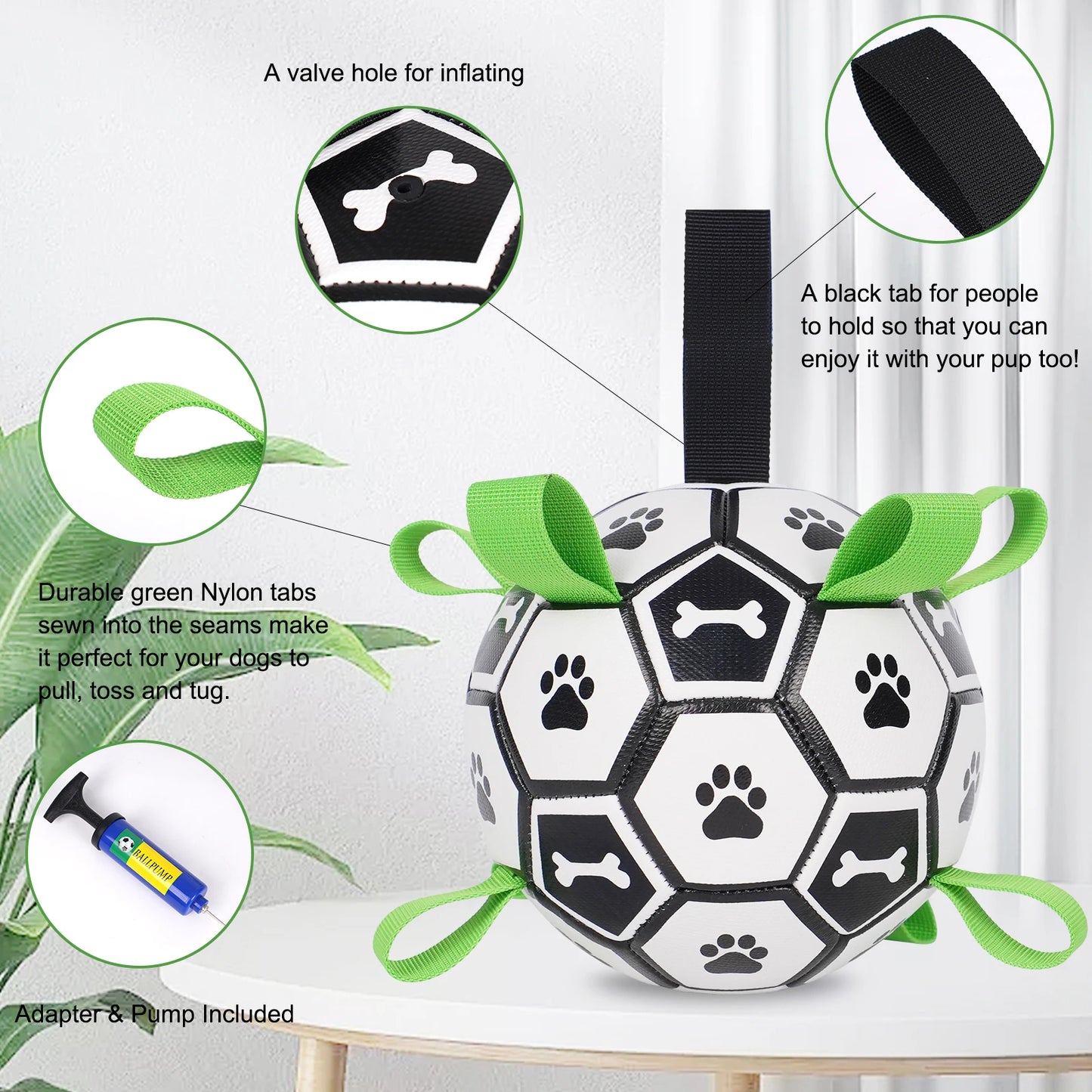 Dog Soccer Ball Tug Toy For Interactive Play And Water