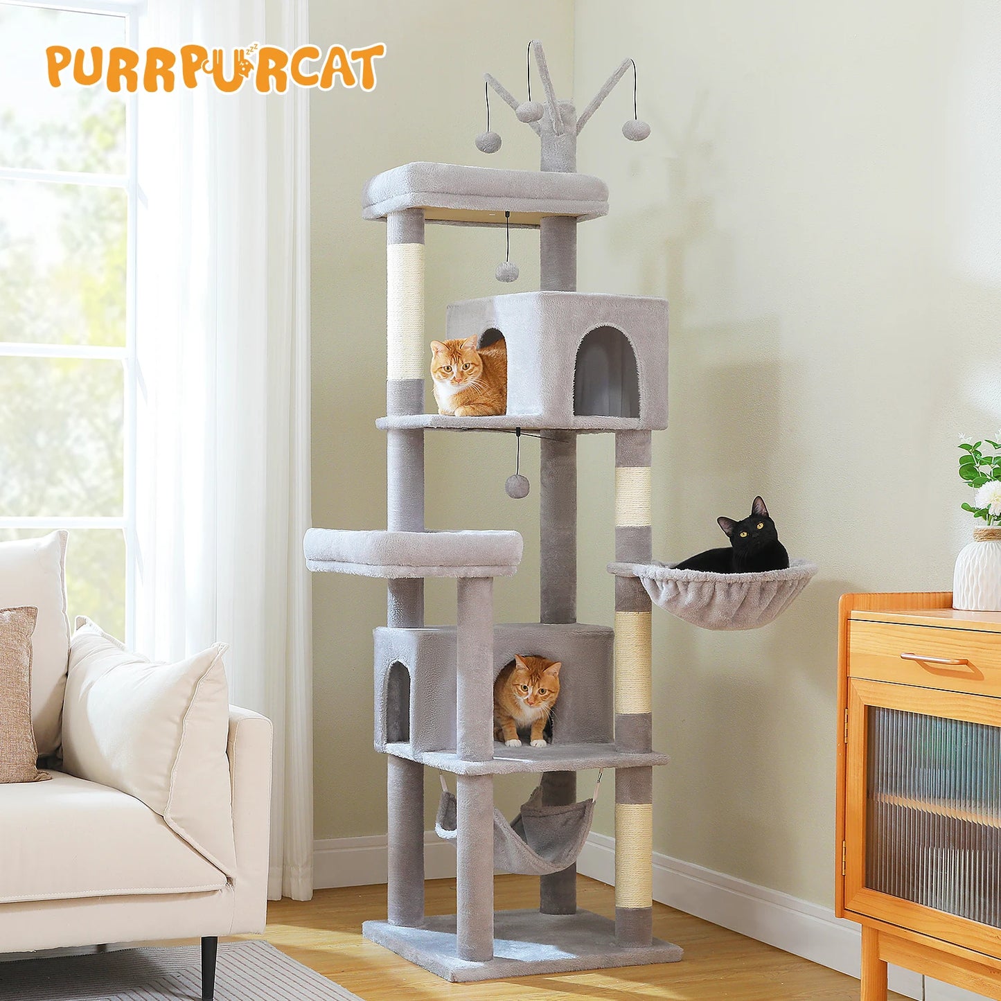 PEQULTICN Large Cat Tree Multi Level Tower With Hammocks