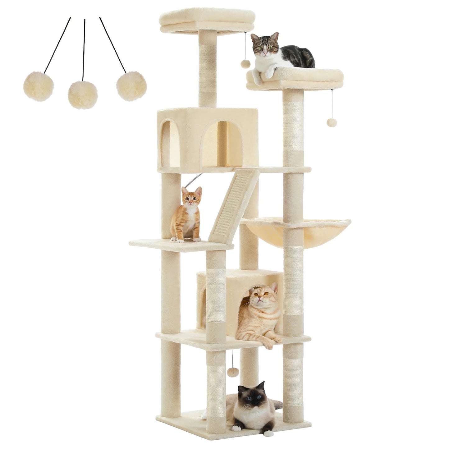 PAWZ Road Tall Cat Tree Multi-Level Condo With Scratching Posts