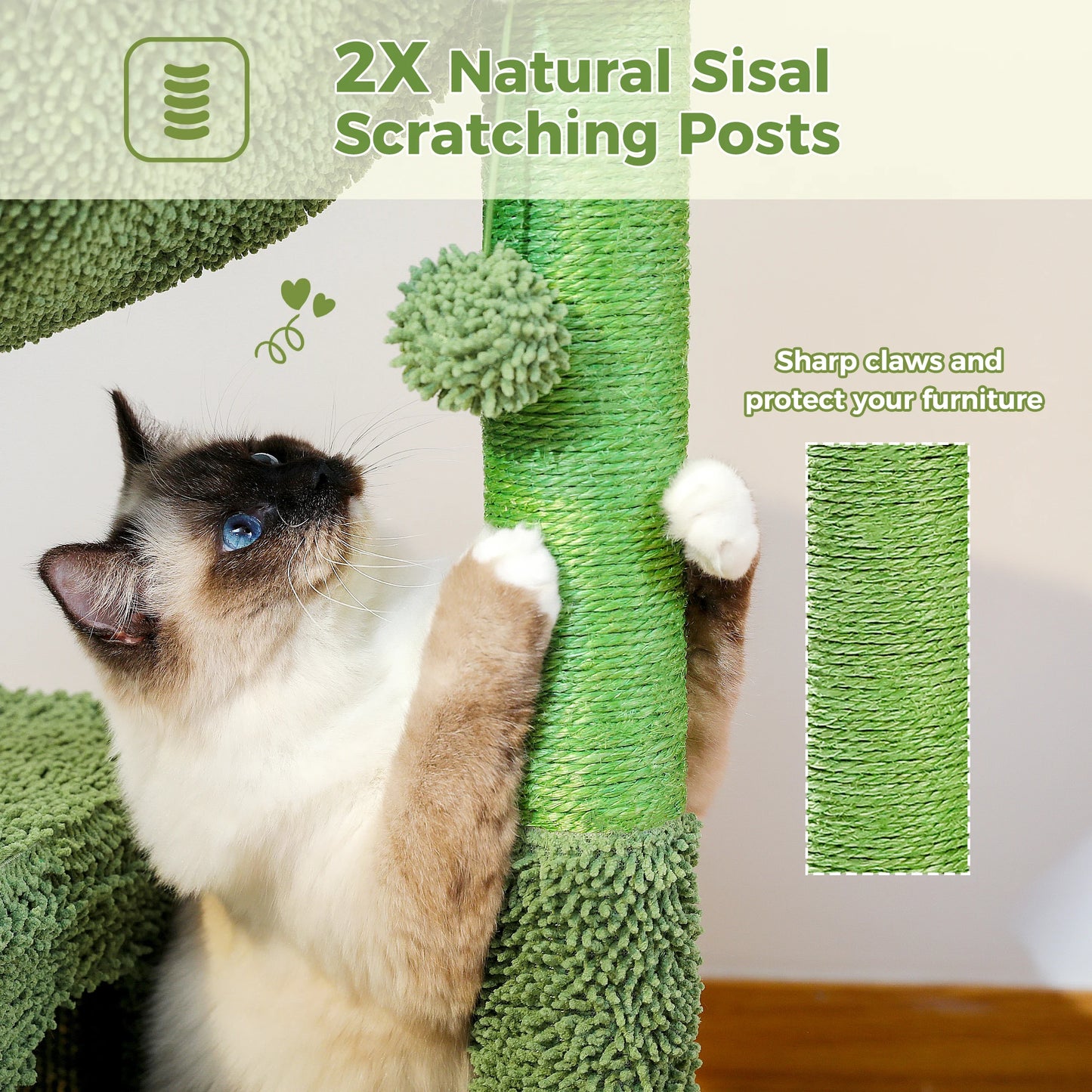 PEQULTICN Cat Tree With Condo Hammock Ball Toy For Indoor