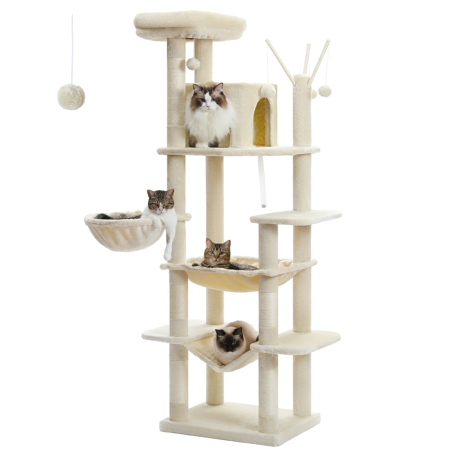 PAWZ Road Tall Cat Tree Multi-Level Condo With Scratching Posts