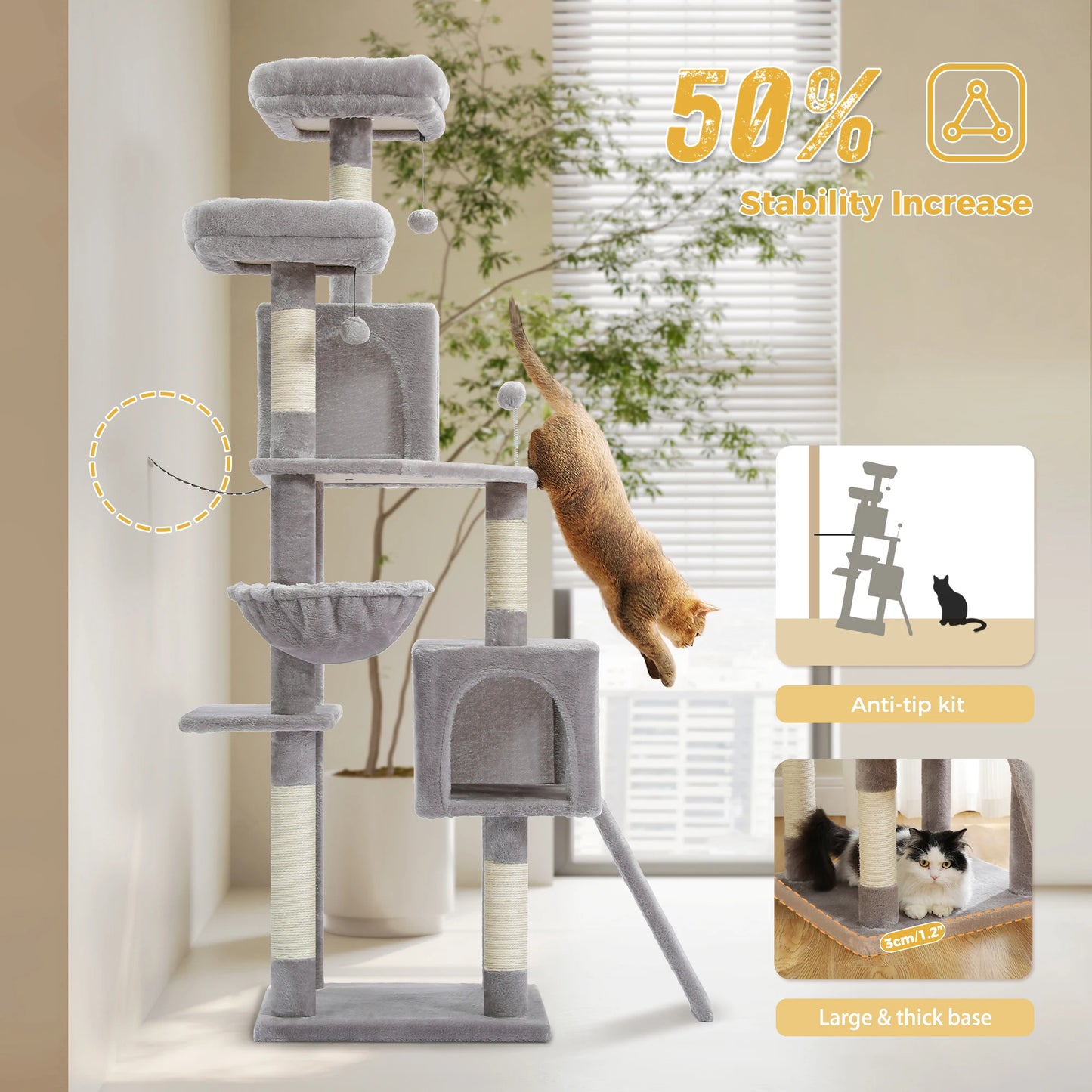 PAWZ Road Multi-Level Cat Tree Tower With Scratching Post