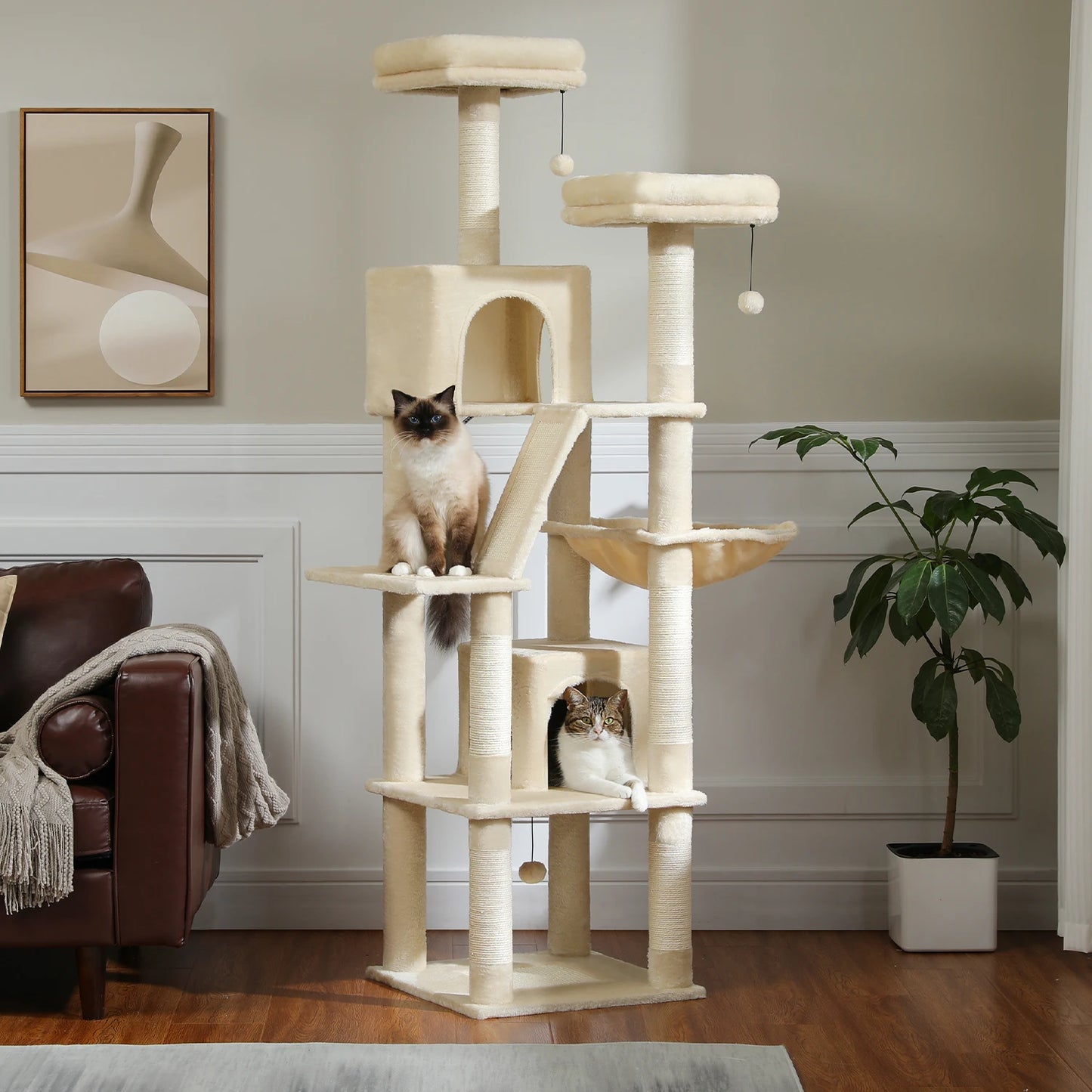 PAWZ Road Tall Cat Tree Multi-Level Condo With Scratching Posts