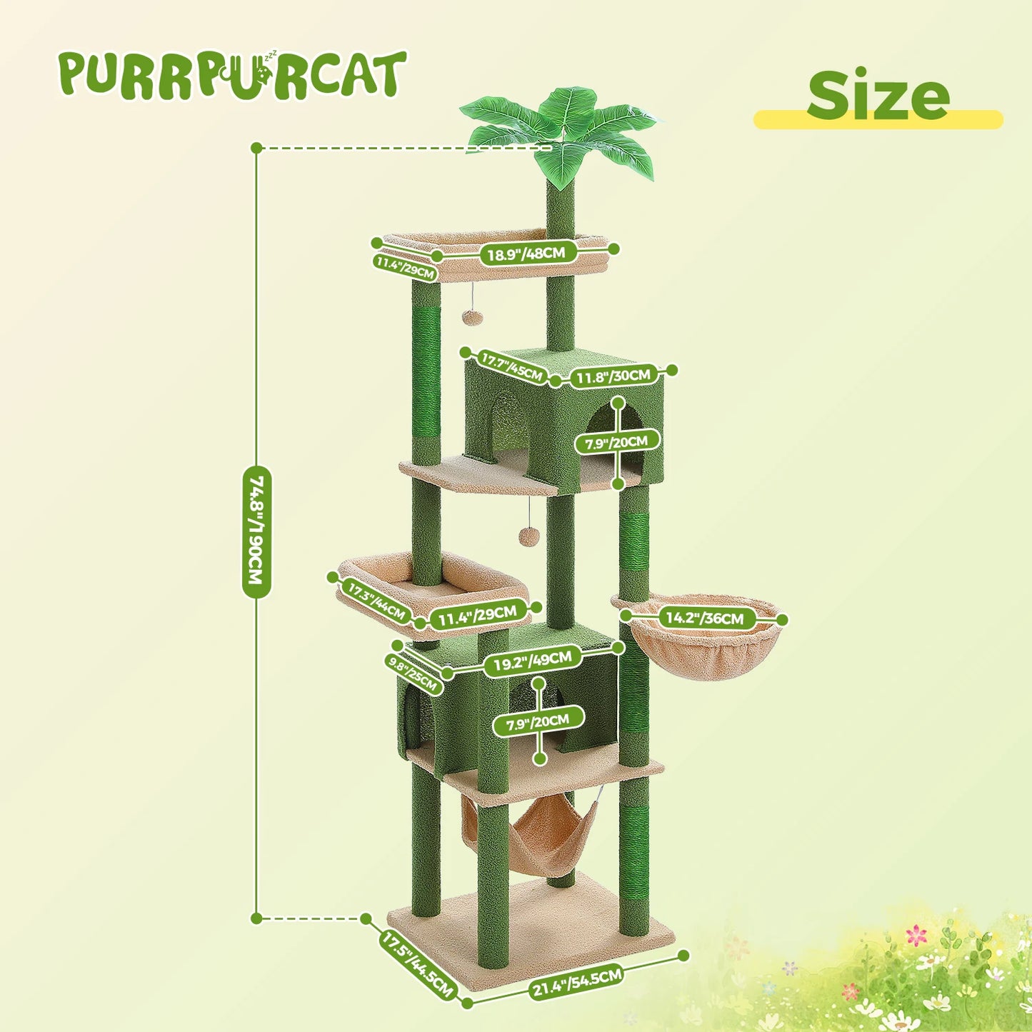 PEQULTICN Large Cat Tree Multi Level Tower With Hammocks