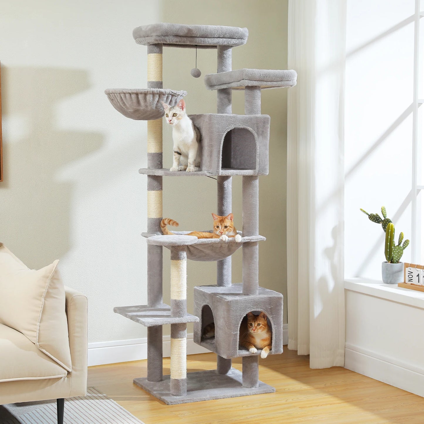 PAWZ Road Tall Cat Tree Multi-Level Condo With Scratching Posts