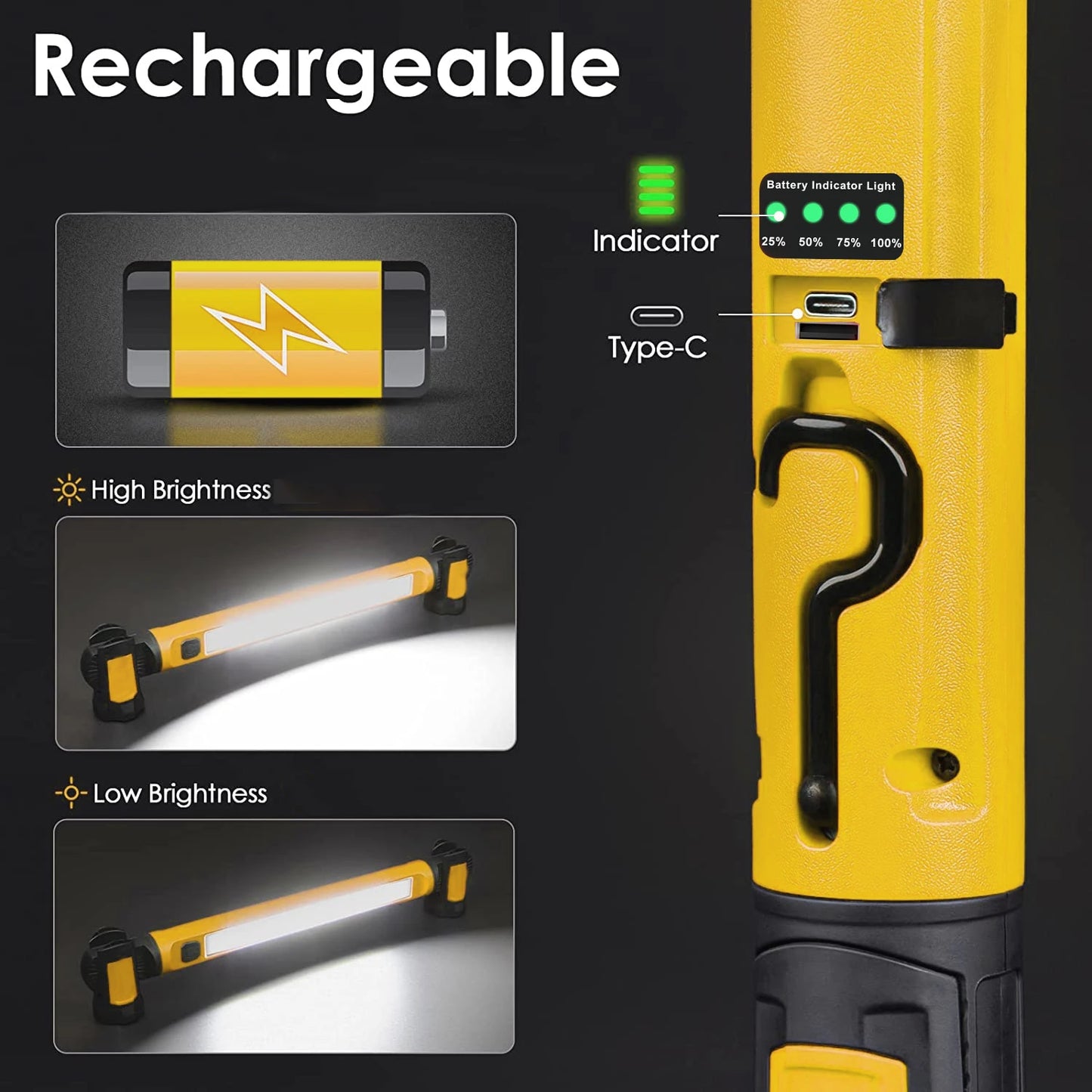 FANZHI Super Bright Magnetic Underhood Work Light With 5200mAh Battery