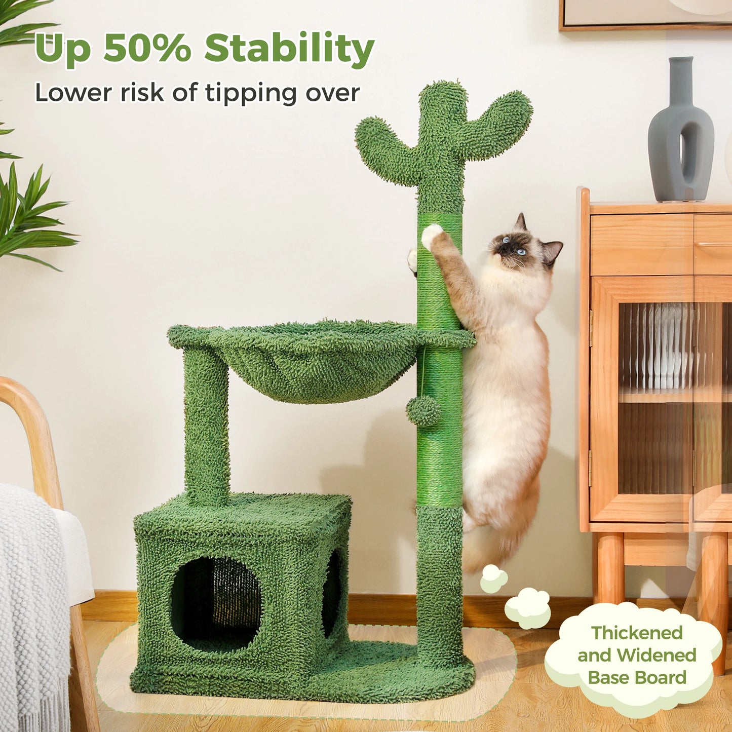 PEQULTICN Cat Tree With Condo Hammock Ball Toy For Indoor