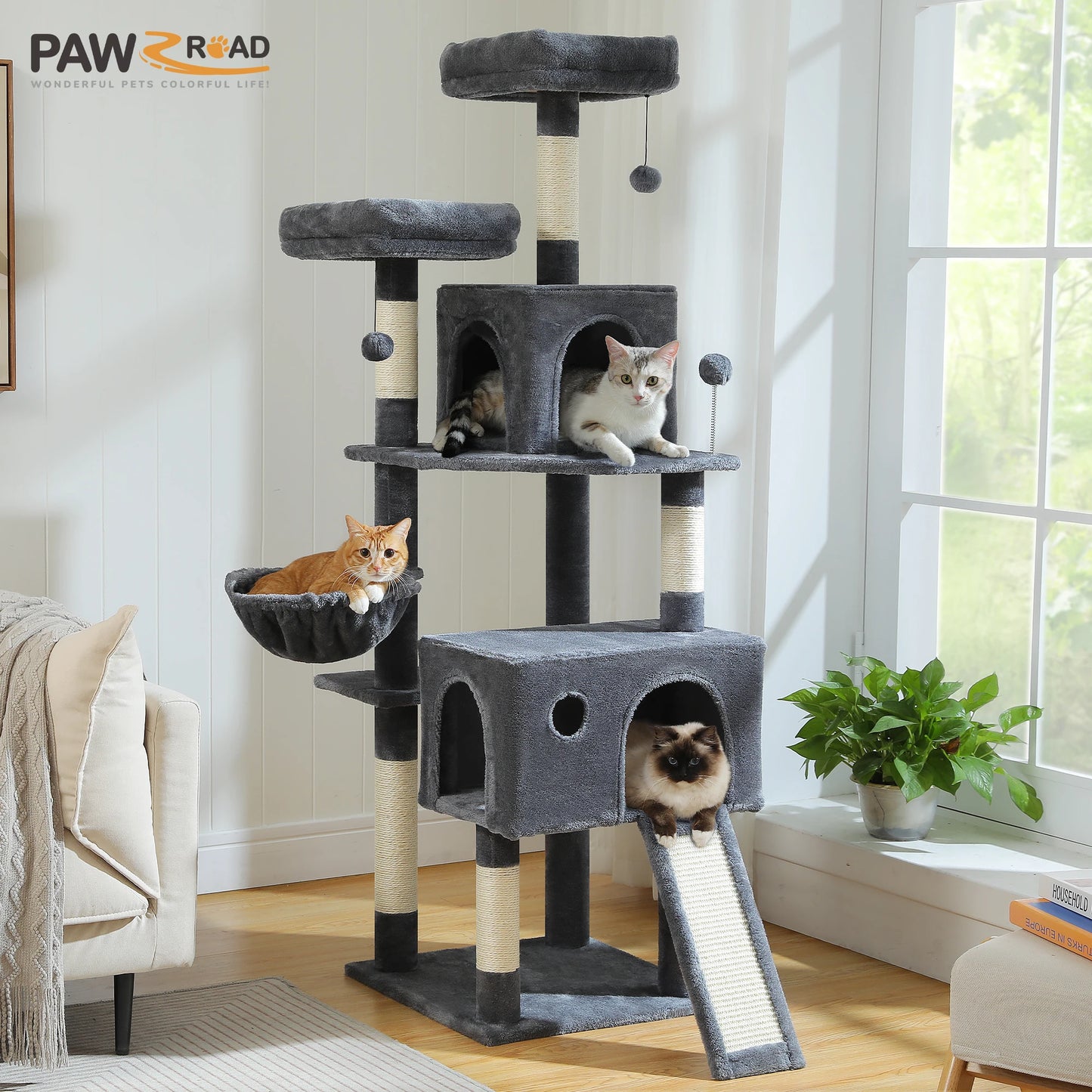 PAWZ Road Multi-Level Cat Tree Tower With Scratching Post