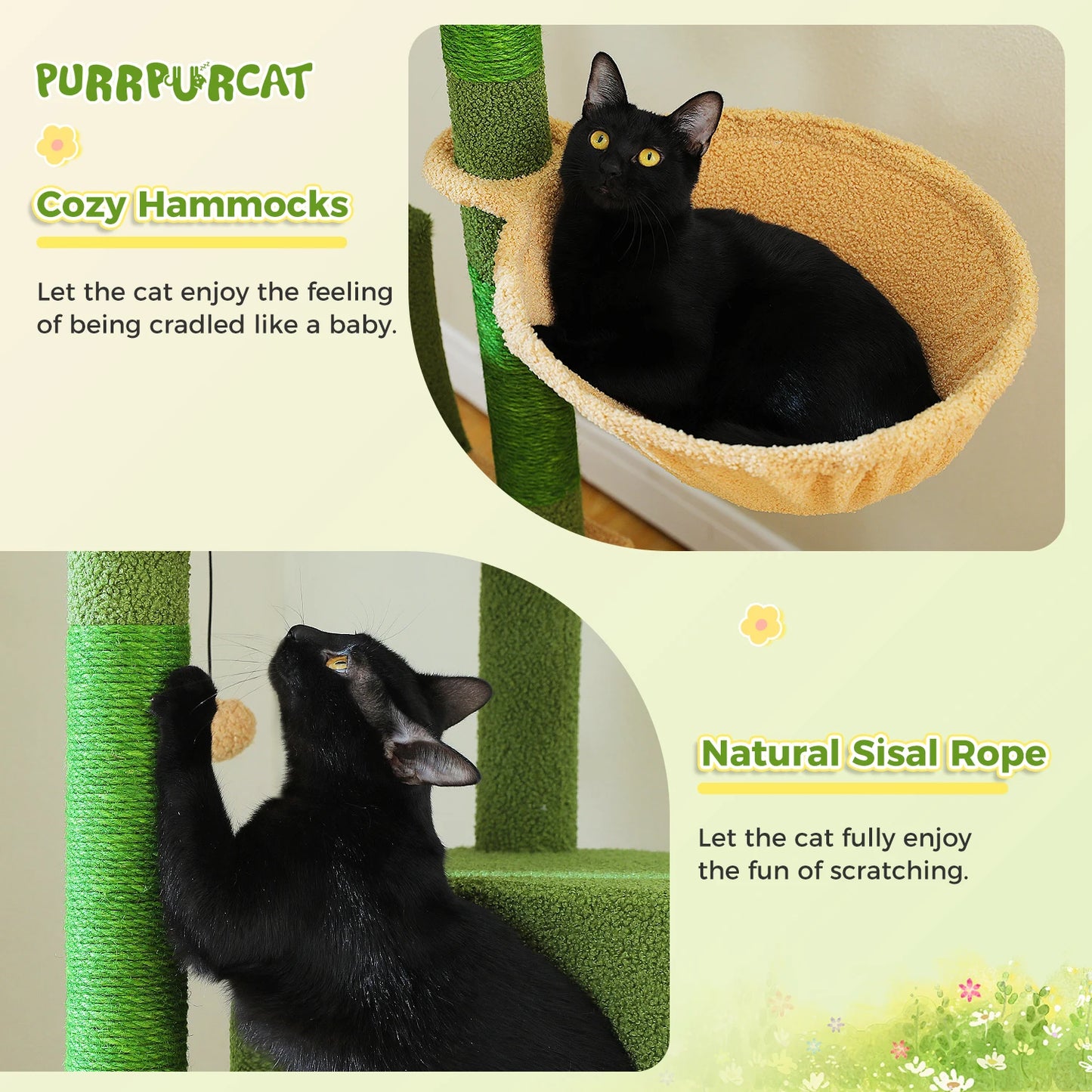 PEQULTICN Large Cat Tree Multi Level Tower With Hammocks