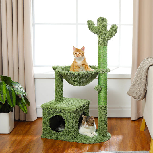 PEQULTICN Cat Tree With Condo Hammock Ball Toy For Indoor