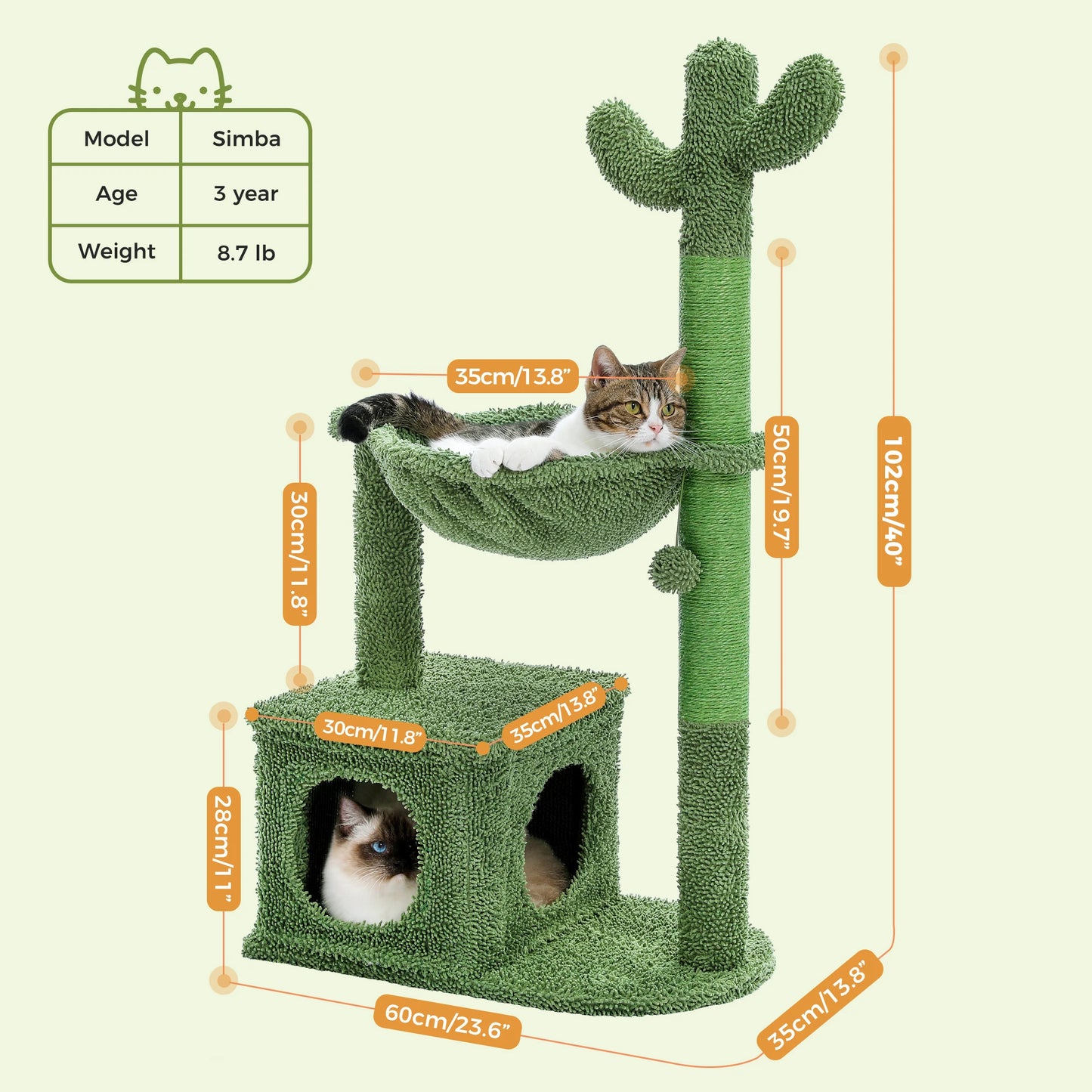 PEQULTICN Cat Tree With Condo Hammock Ball Toy For Indoor
