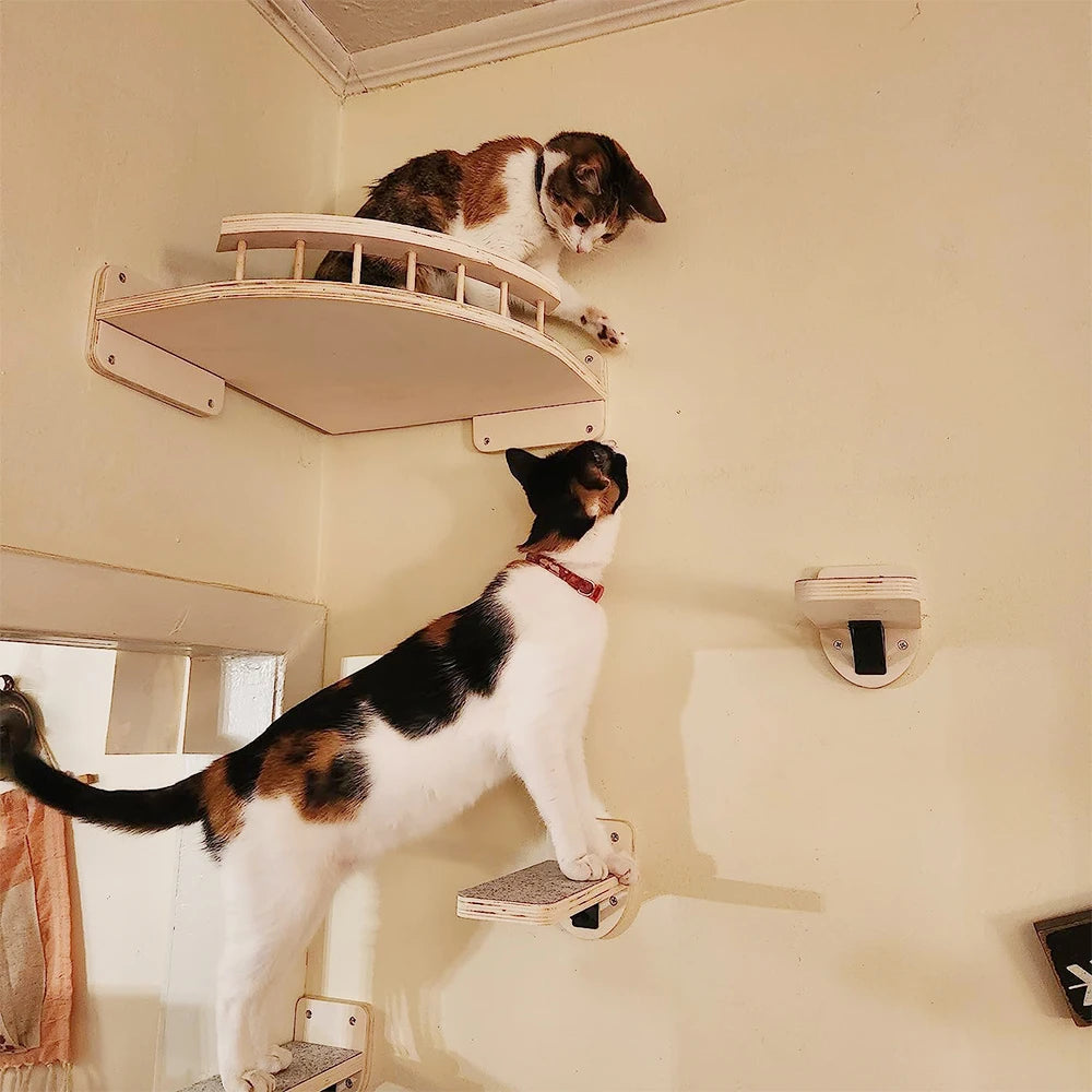 PETRAVELCN Cat Wall Mounted Four Step Stairway With Sisal Scratching Post