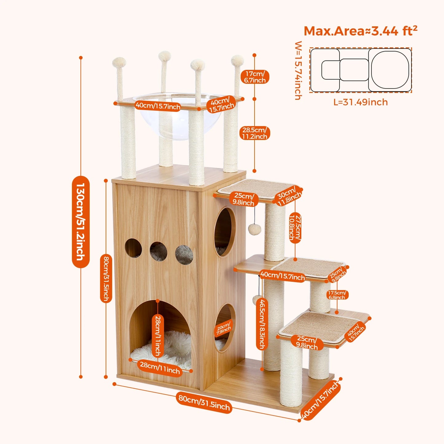 PAWZ Road Multi Level Cat Tree With Scratching Posts