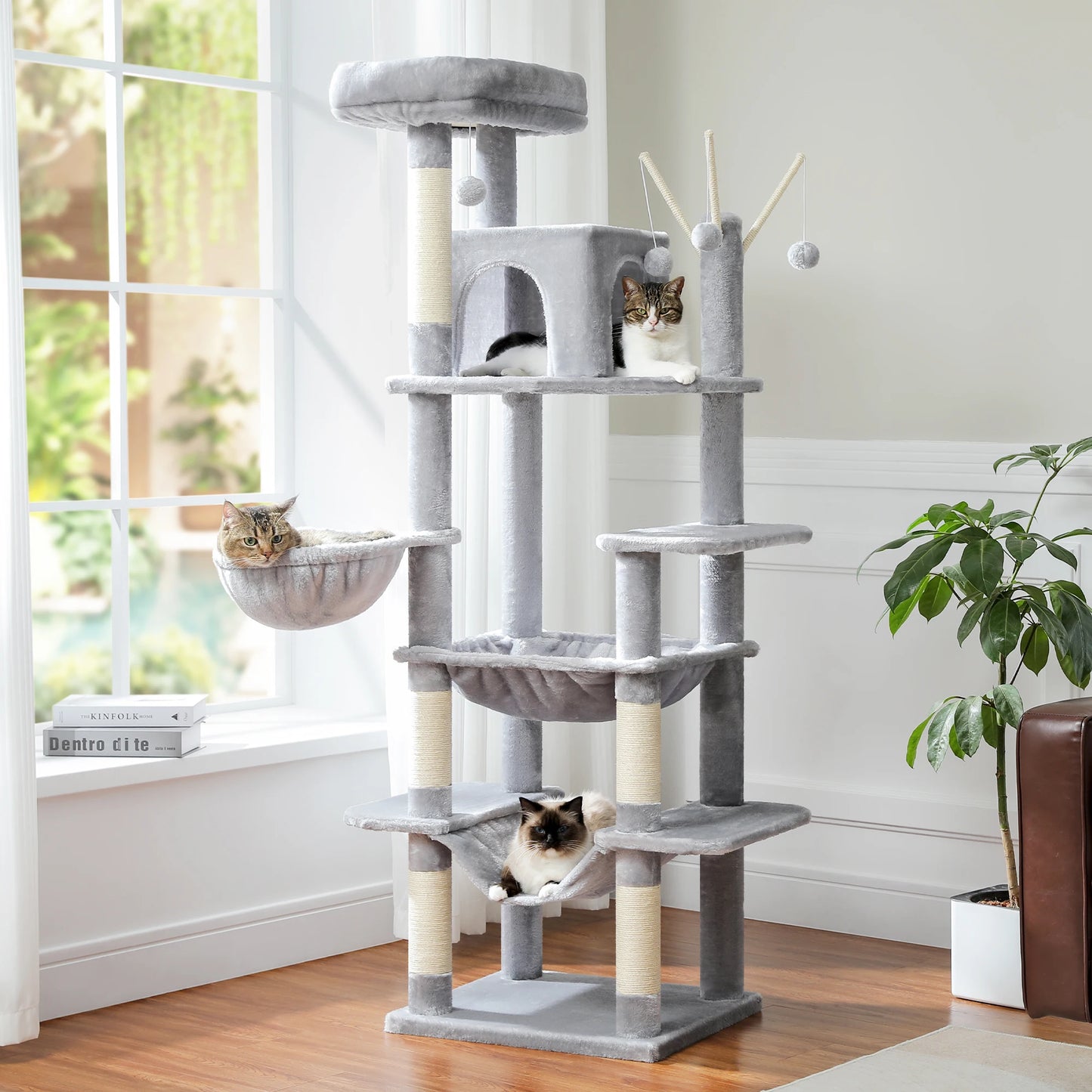 PAWZ Road Tall Cat Tree Multi-Level Condo With Scratching Posts