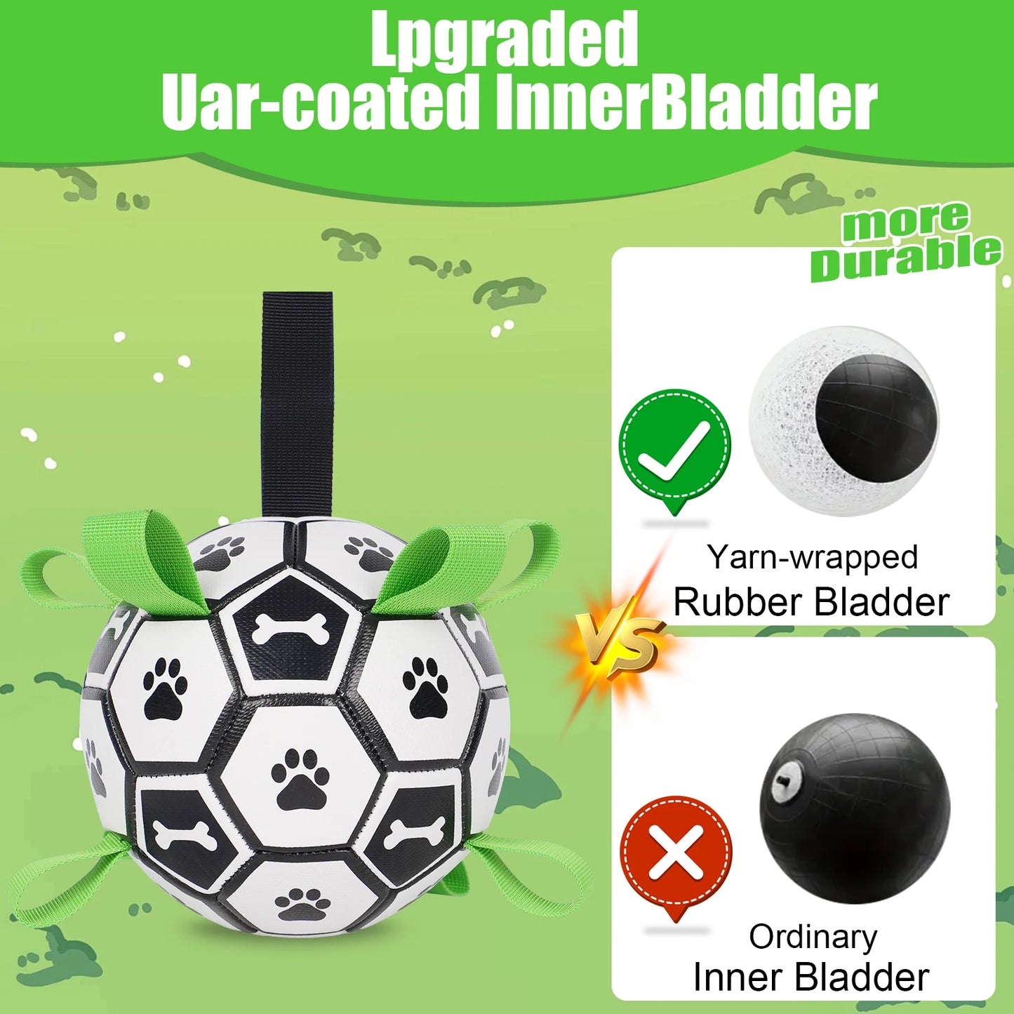 Dog Soccer Ball Tug Toy For Interactive Play And Water