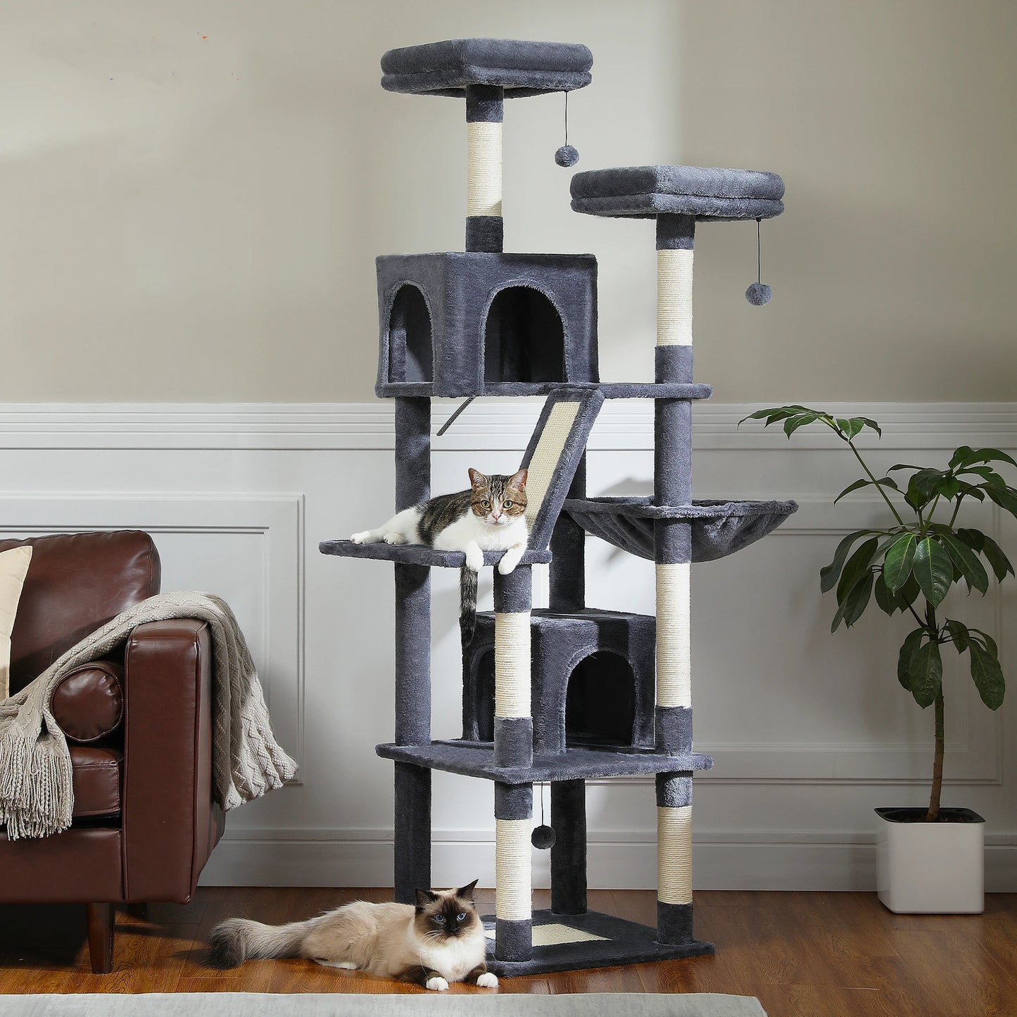 PAWZ Road Tall Cat Tree Multi-Level Condo With Scratching Posts